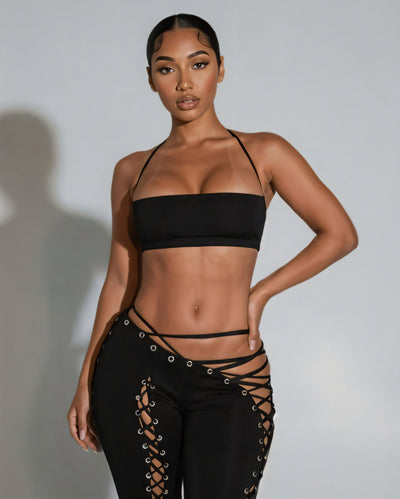 SORELA Crop Top & Lace-up Pants Set