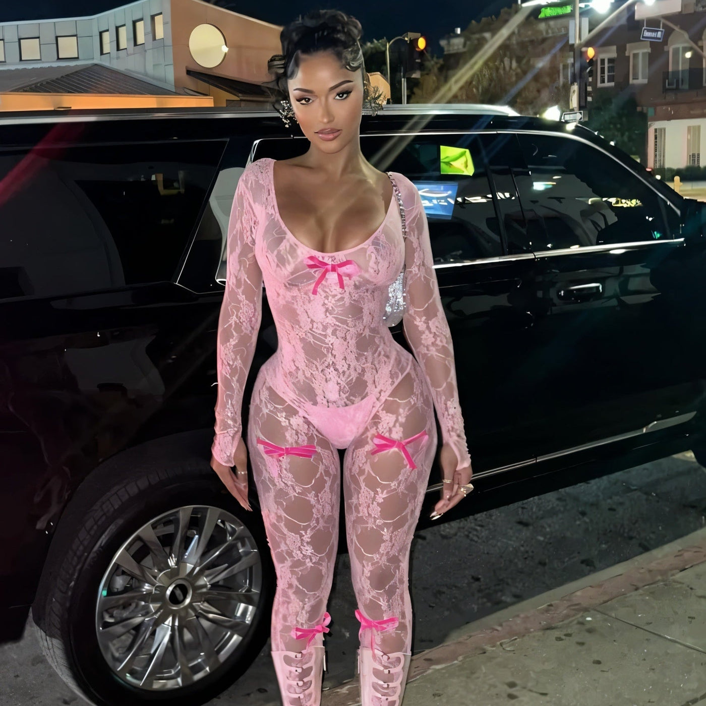 ELINA Lace Ribbon Jumpsuit