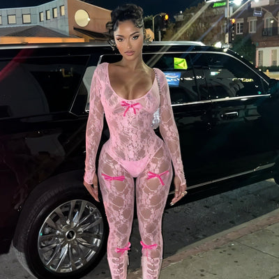 ELINA Lace Ribbon Jumpsuit