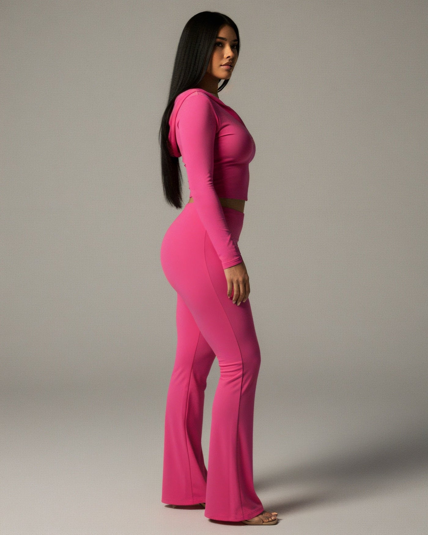 RAINY Zip-Up Hoodie and Flare Pants Set