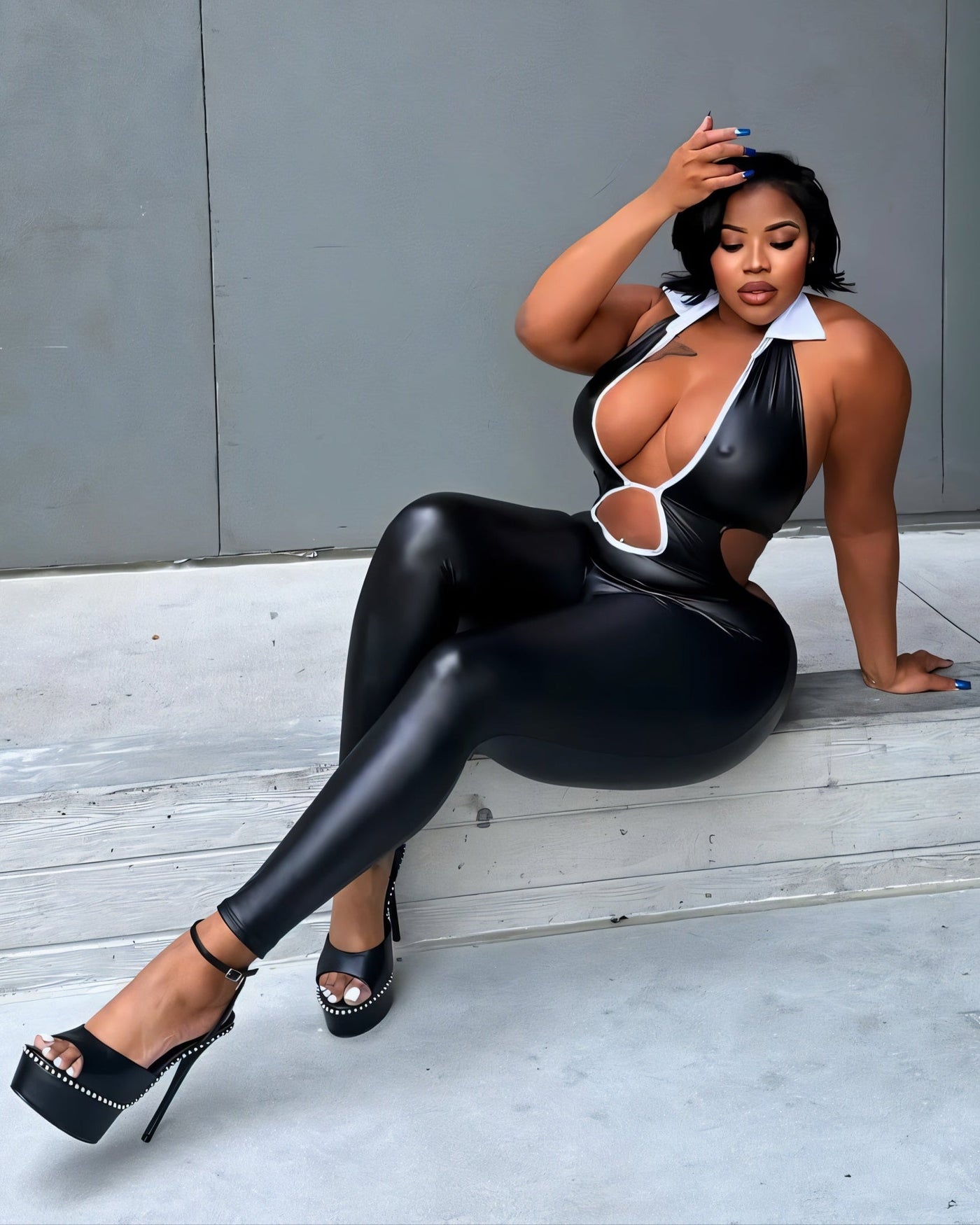 RAQUEL Faux Leather Jumpsuit