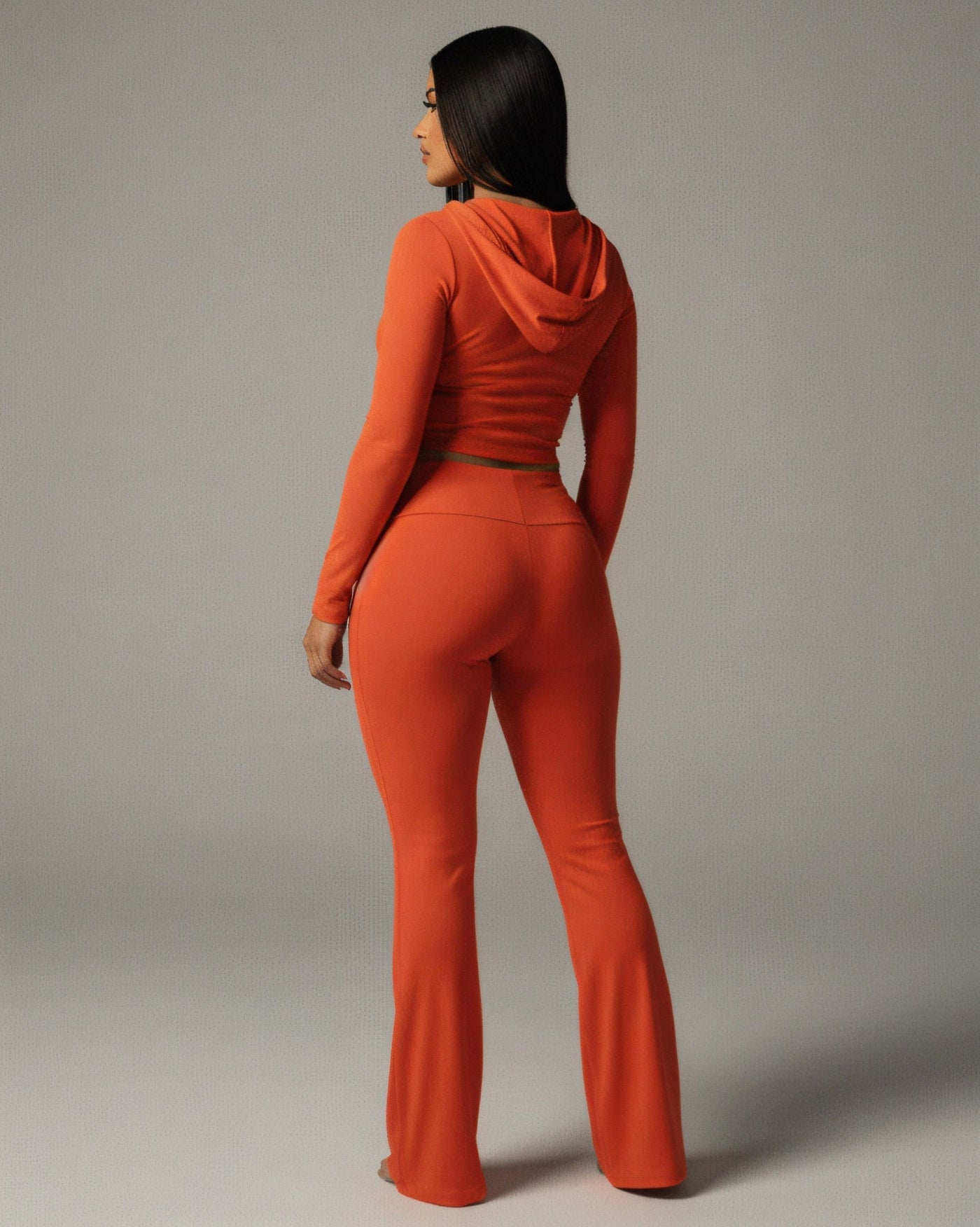 RAINY Zip-Up Hoodie and Flare Pants Set