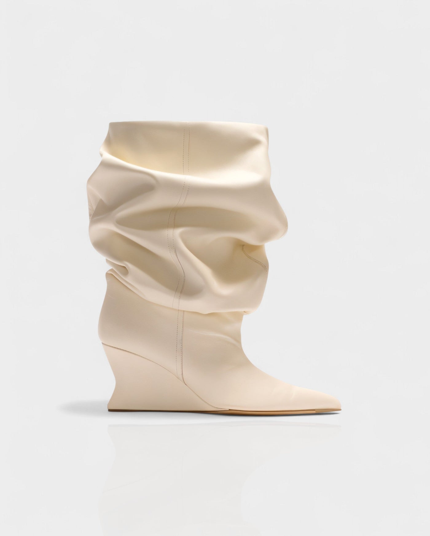 IRELLE Slouchy Faux Leather Pointed Wedge Heel Boots