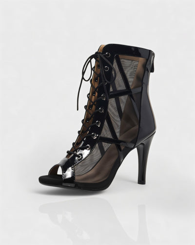 RAELLA Sheer Panel High Heel Ankle Boots