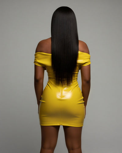 ORIELLE Faux Leather One-Shoulder Mini Dress