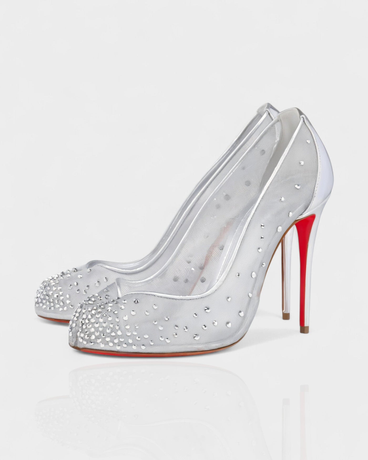 AURIEL Embellished Red Sole Mesh Stiletto Heels