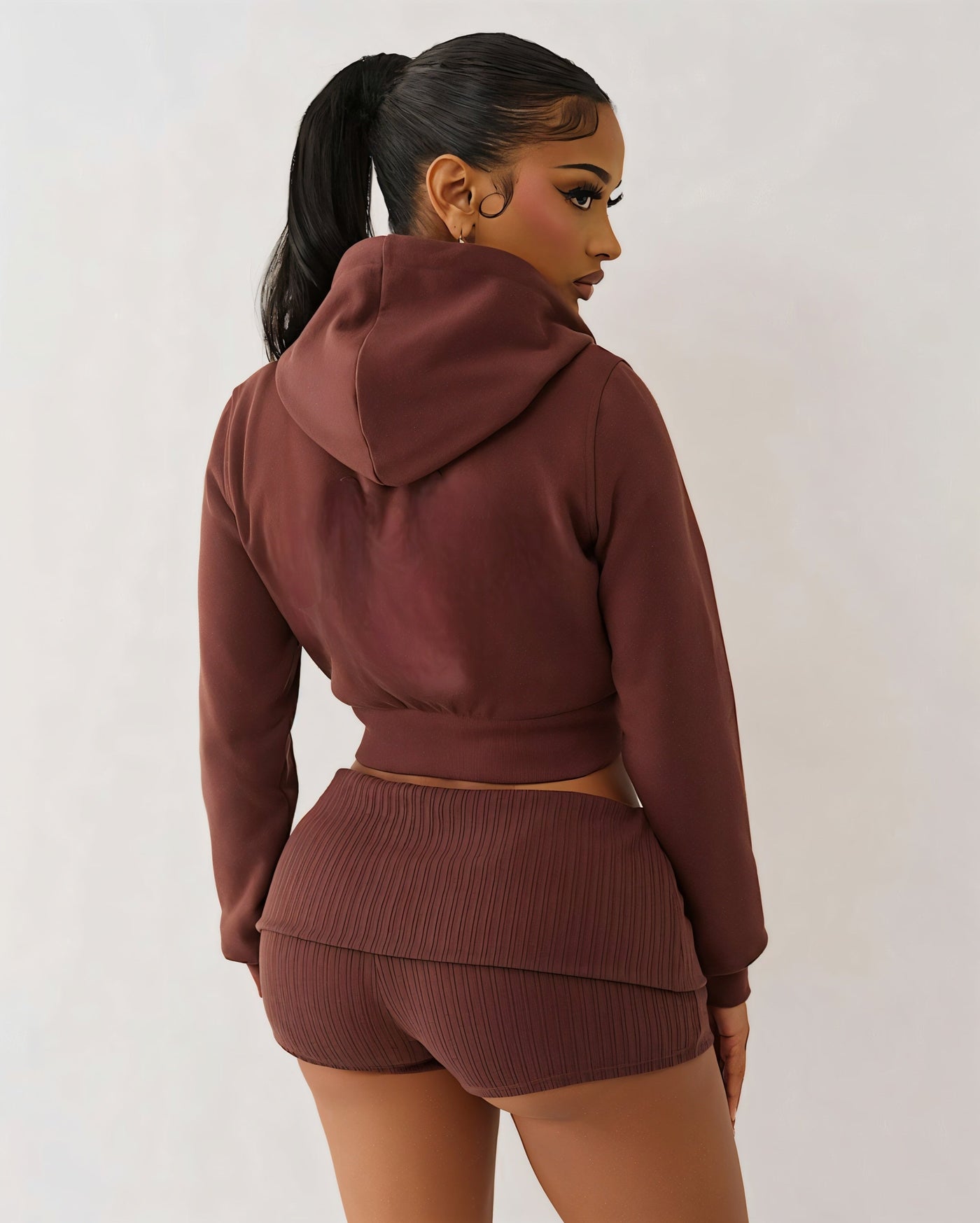 NARYA Cropped Hoodie & Mini Short Set