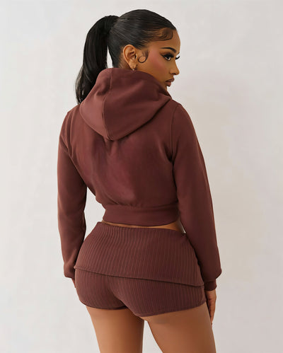 NARYA Cropped Hoodie & Mini Short Set