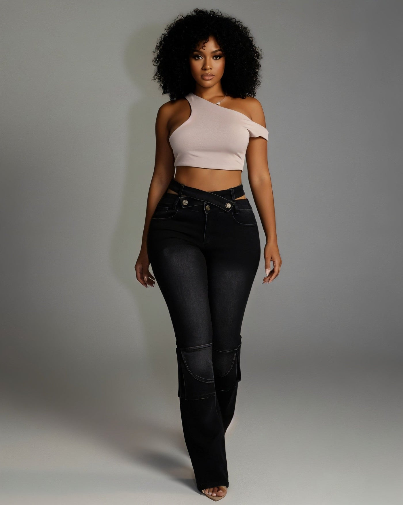 HAZE Denim Criss-Cross Waistband Cargo Pants