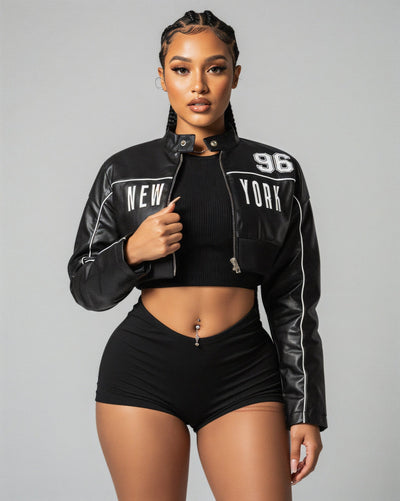 MARTA Cropped Faux Leather Jacket