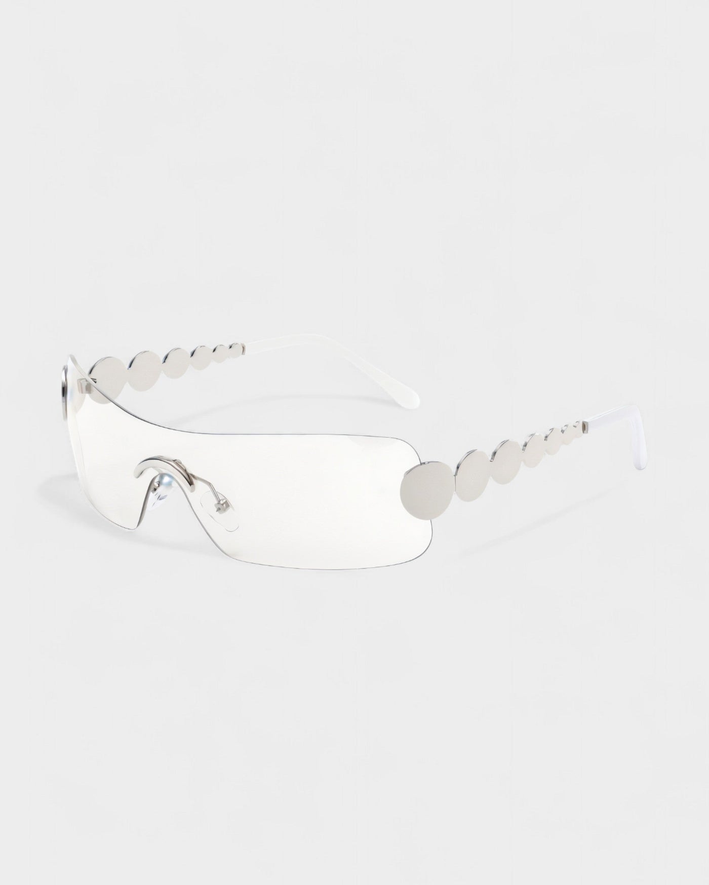 AMORA Circle Embellished Rimless Shield Sunglasses