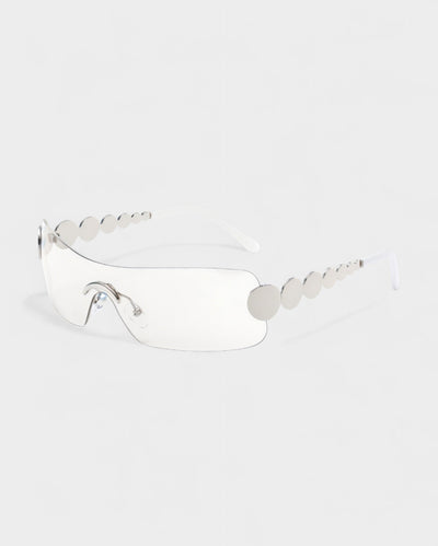 AMORA Circle Embellished Rimless Shield Sunglasses
