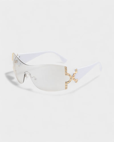 YORAYA Shield Rimless Oversized Sunglasses