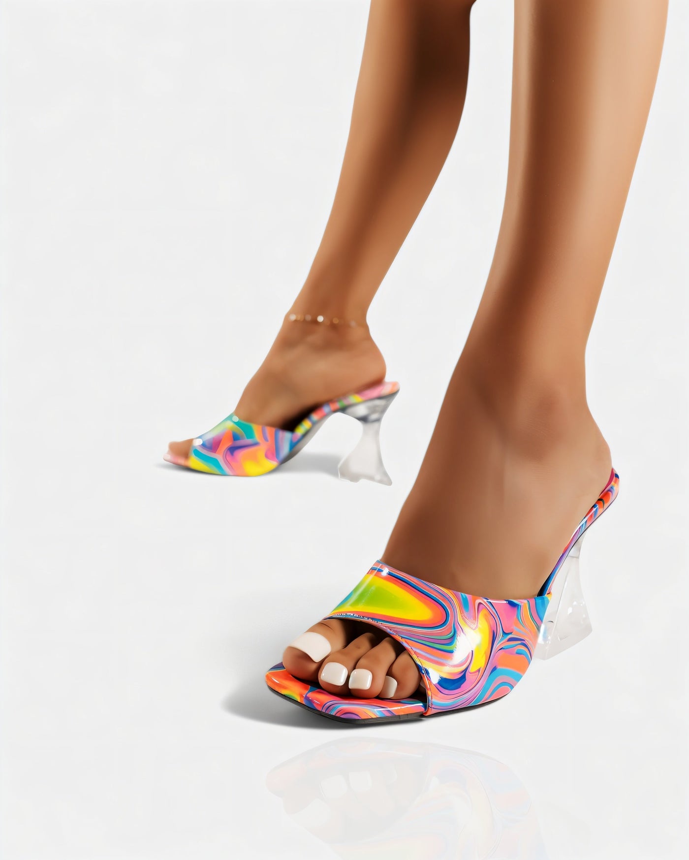 ORELIA Contrast Peep Toe Heels Sandals