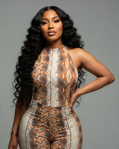 RHEA Snakeskin Pattern Jumpsuit