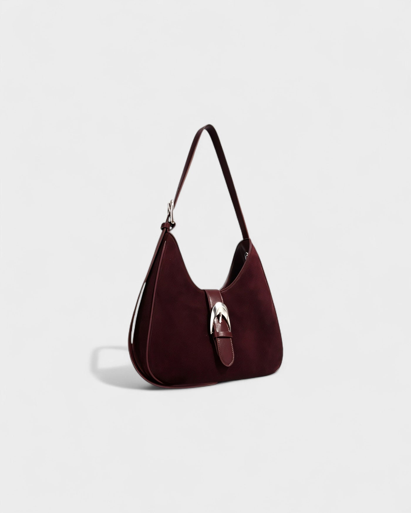 RIVARA Faux Suede Buckle Strap Shoulder Bag