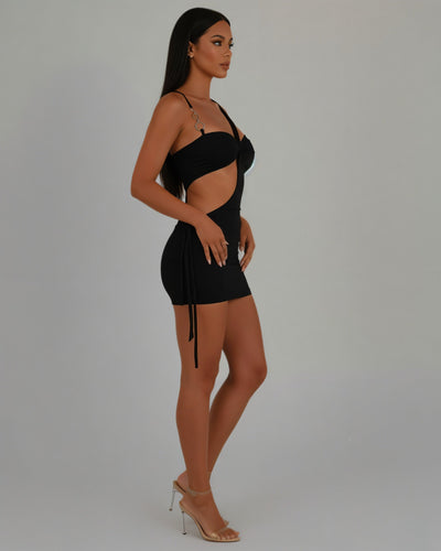 CAPRI One-Shoulder Cut-Out Bodycon Mini Dress