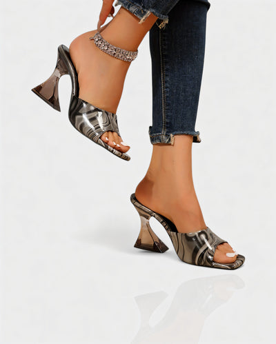 ORELIA Contrast Peep Toe Heels Sandals