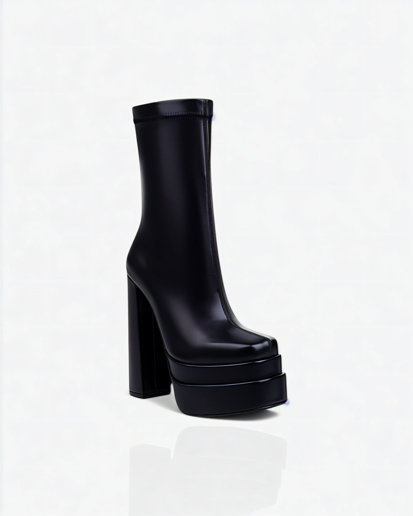 SOREYA Thick Heel Faux Leather Boots