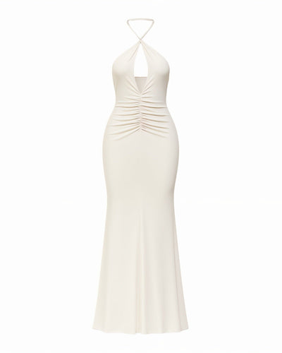 ELVIRA Halter Ruched Maxi Dress