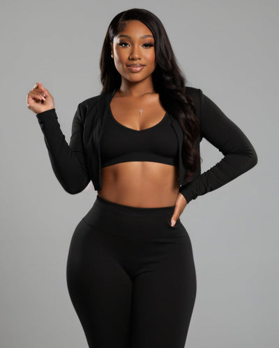 MARJORIE 3-Piece Zip Up Top & Flare Pants Set