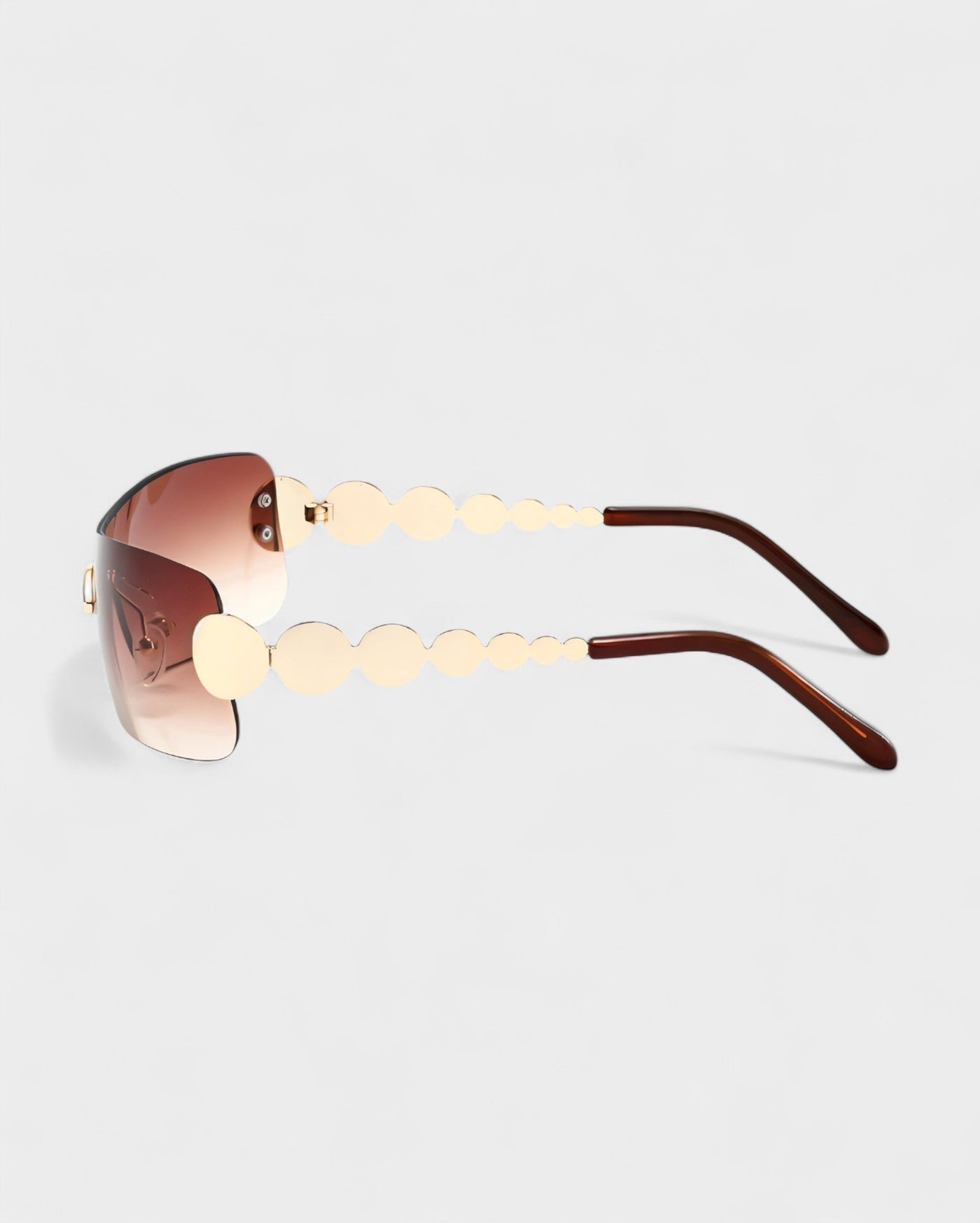 AMORA Circle Embellished Rimless Shield Sunglasses