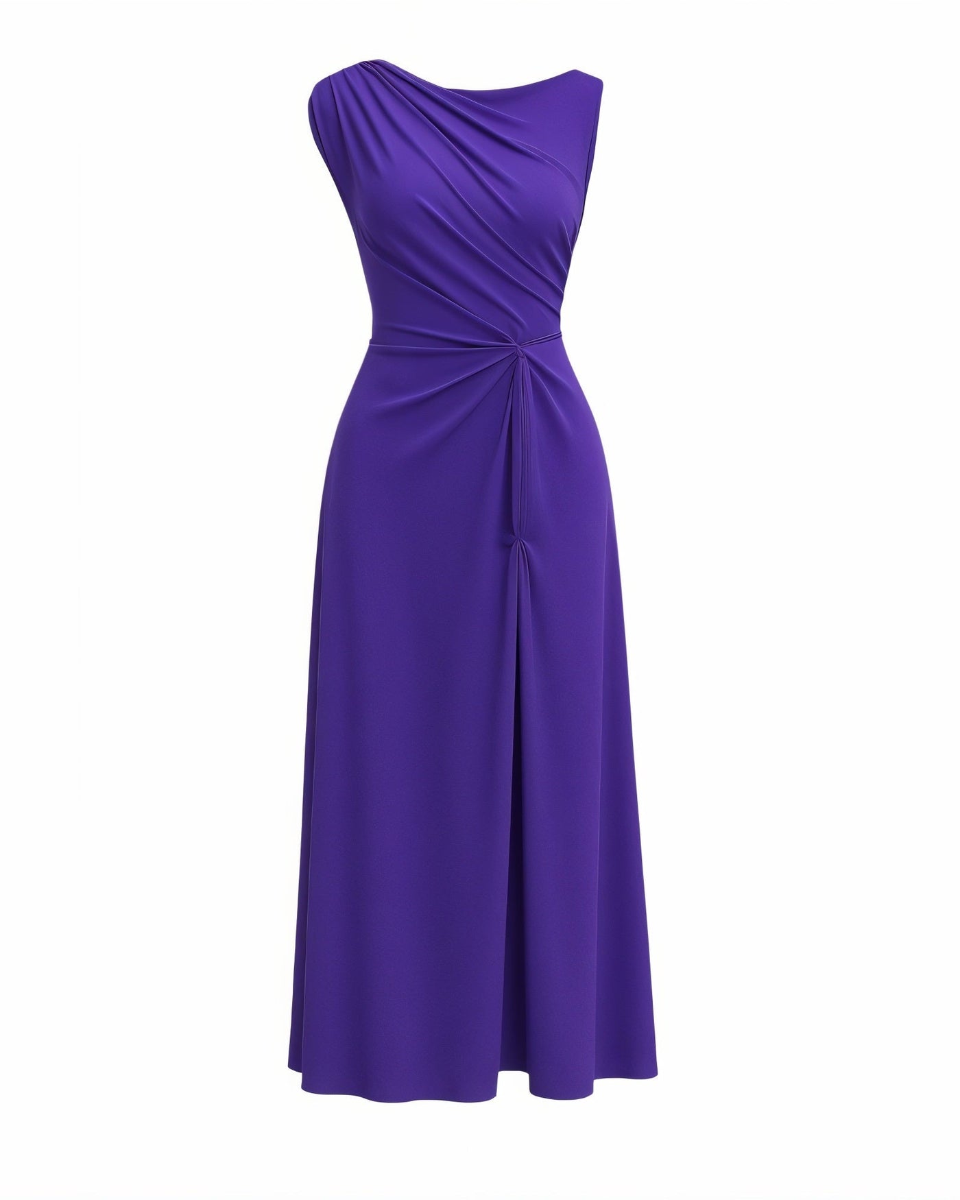 MIREN One-Shoulder Draped High Slit Maxi Dress