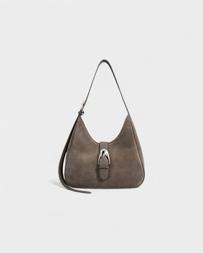 RIVARA Faux Suede Buckle Strap Shoulder Bag
