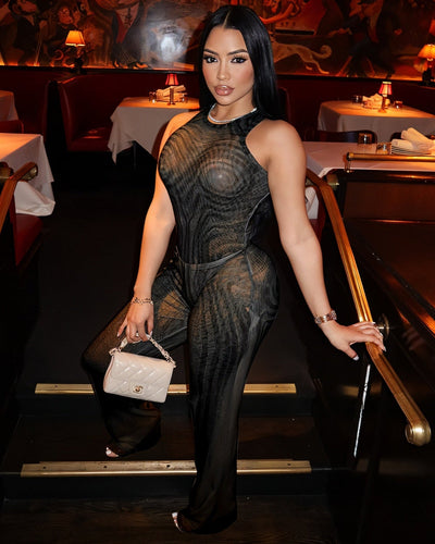 ESMERALDA Illusion Mesh Bodysuit & Pants Set