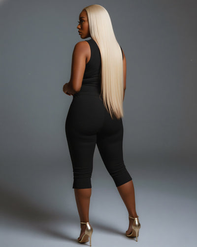 RAFAELA Cutout Keyhole Top & Capri Pant Set