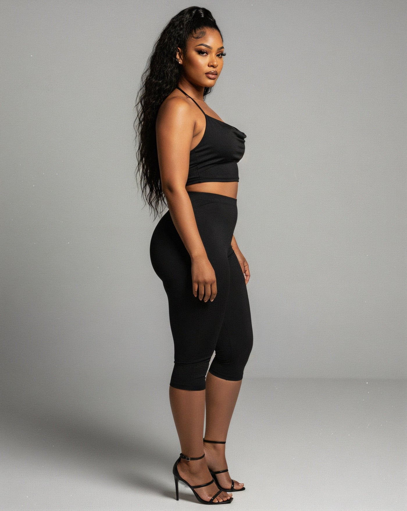 BRENA Cowl Halter Top & Capri Pants Set