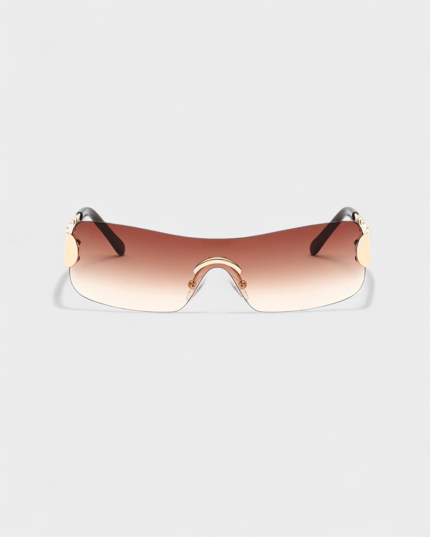 AMORA Circle Embellished Rimless Shield Sunglasses