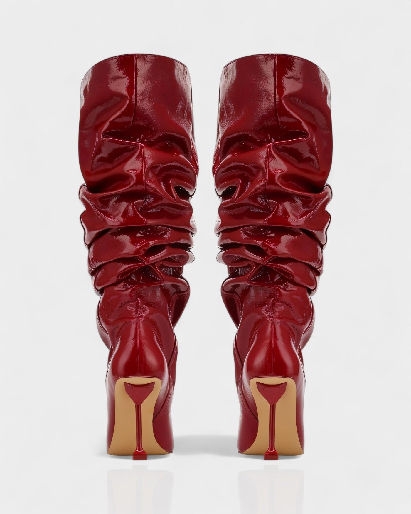 BELLARA Faux Leather Slouchy Pointed Toe Stiletto Boots