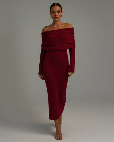 ANGELICA Knit Off-Shoulder Maxi Dress