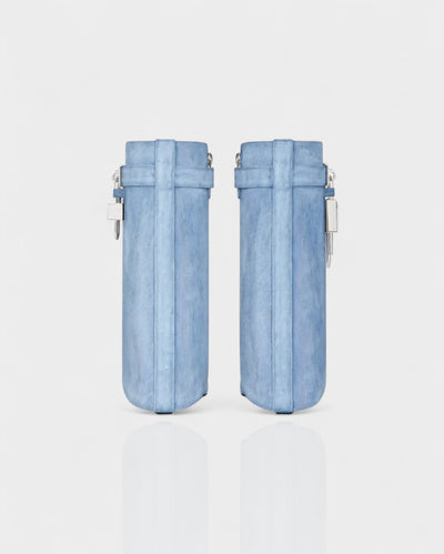 AVELINE Padlock Wedge Faux Leather Ankle Boots