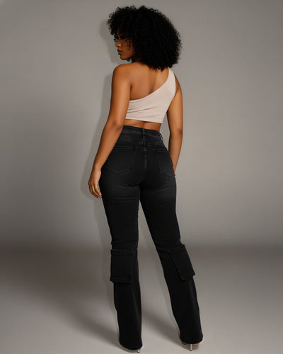 HAZE Denim Criss-Cross Waistband Cargo Pants