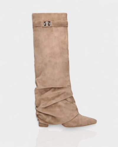 MAISY Slouchy Pointed-Toe Knee-High Boots