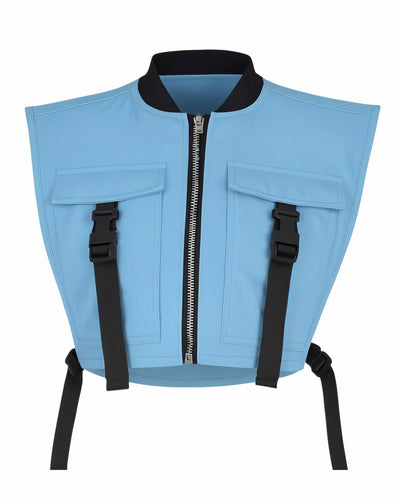 CANDICE Cropped Flap Pocket Buckle Detail Vest