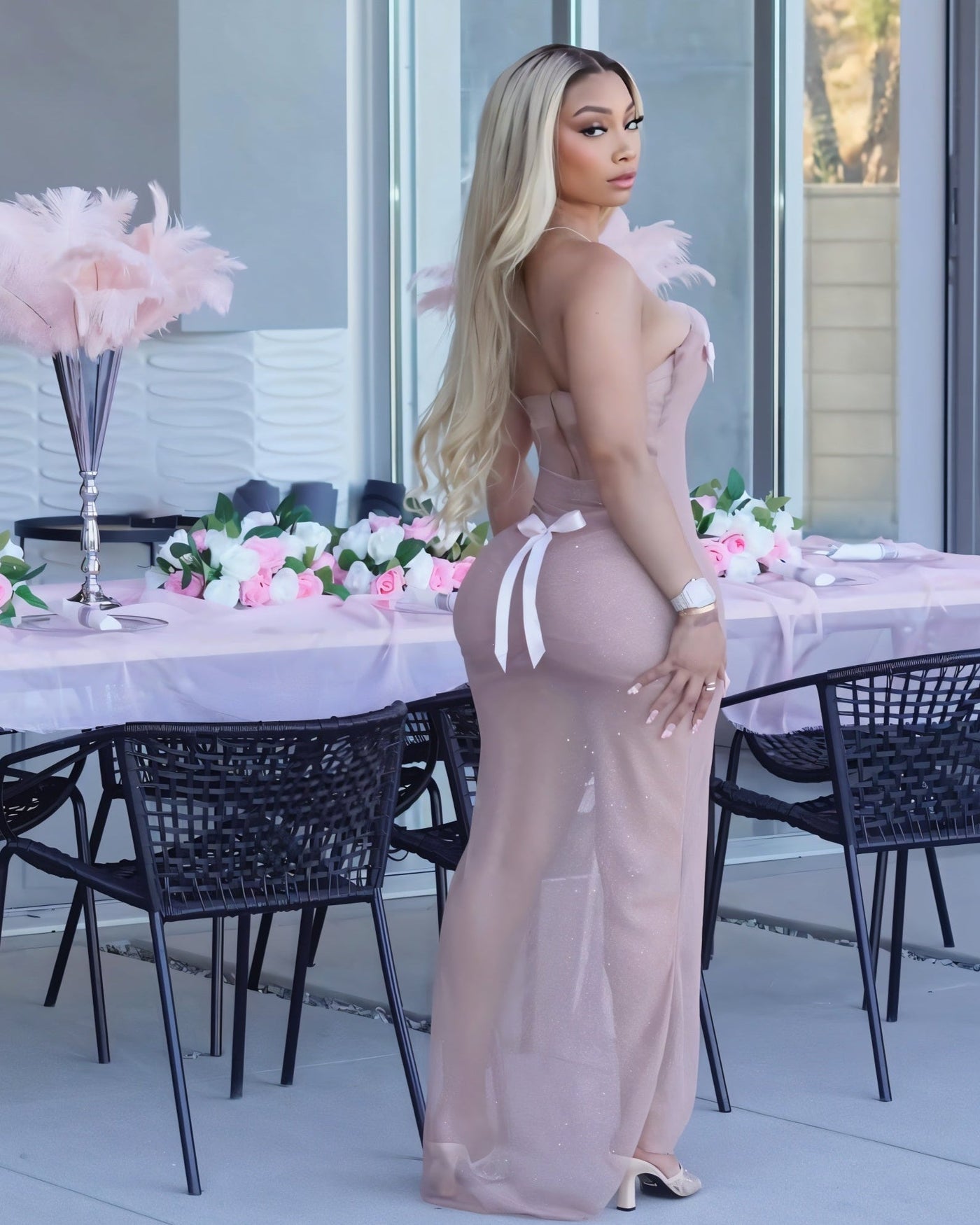 ALEXA Strapless Bowknot Fishtail Maxi Dress