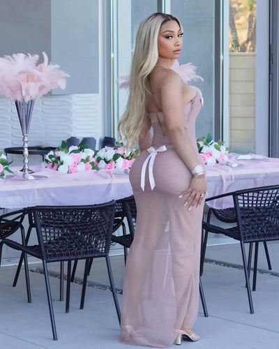 ALEXA Strapless Bowknot Fishtail Maxi Dress