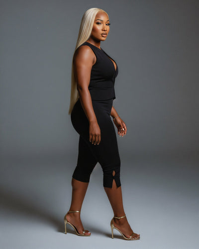 RAFAELA Cutout Keyhole Top & Capri Pant Set