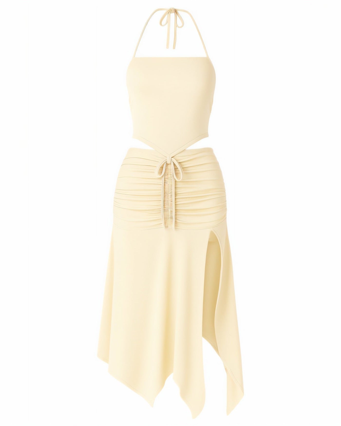 JESS Halter Crop Top & Ruched Midi Skirt Set