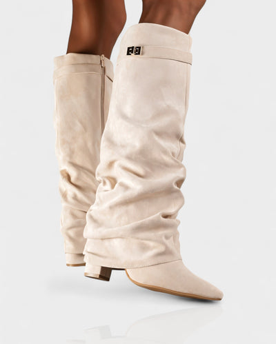 MAISY Slouchy Pointed-Toe Knee-High Boots