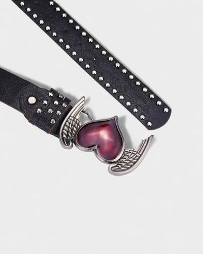 RUA Heart Wing Buckle Studded Belt