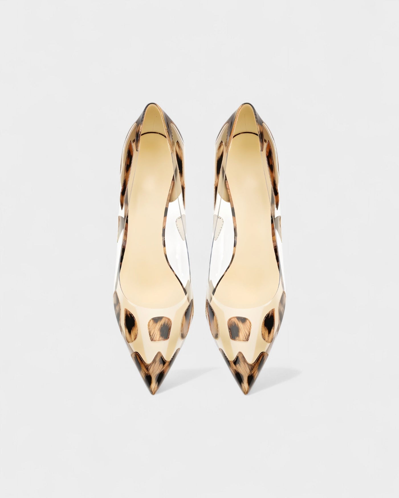 DALYA Transparent Pointed-Toe Leopard Heels