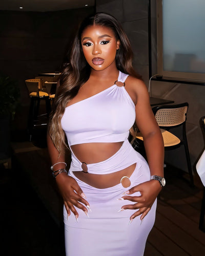 CRYSTAL One-Shoulder Cutout Maxi Dress