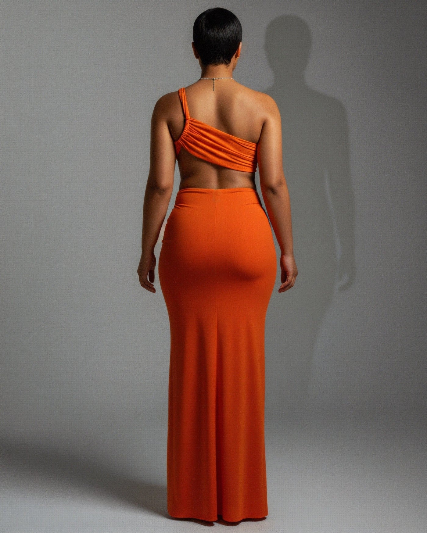 CARMEN Asymmetric Ruched Cutout Maxi Dress