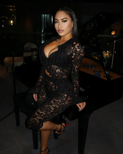 ANYA Lace Ruffle Top & Capri Pants Set