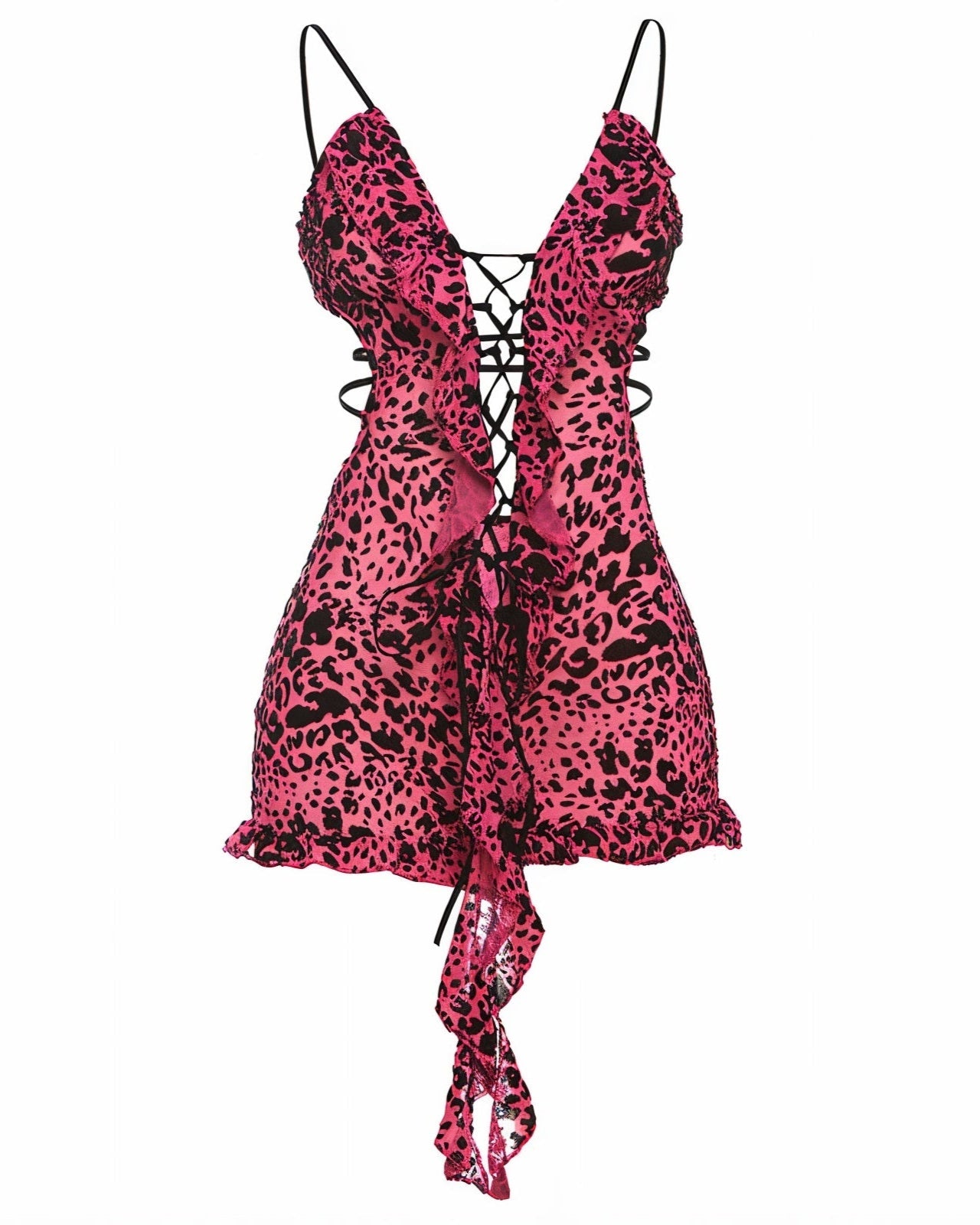 NYLA Leopard Velvet Ruffle Romper