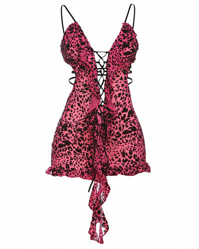 NYLA Leopard Velvet Ruffle Romper